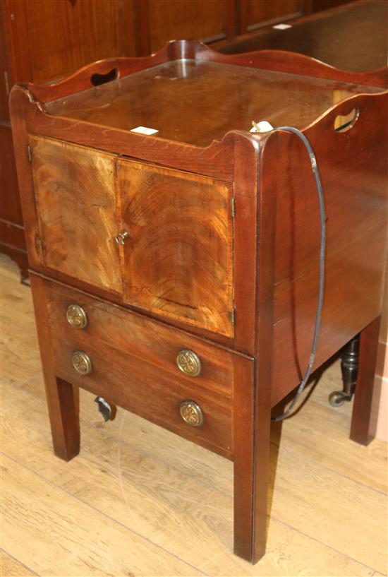 A George III mahogany tray top converted commode, H.82cm